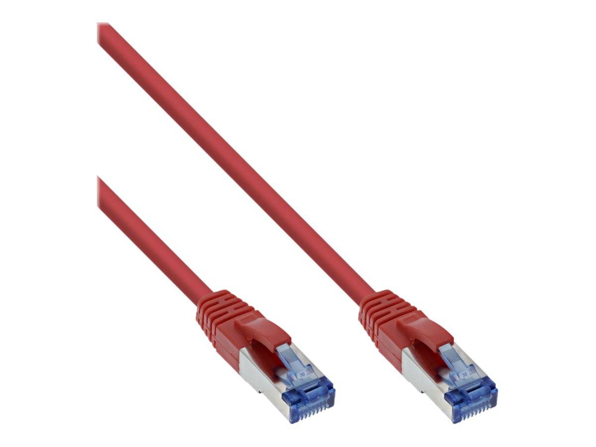 INLINE - Patchkabel - S/FTP (PiMf) - Cat.6A - halogenfrei - rot - 0,25m