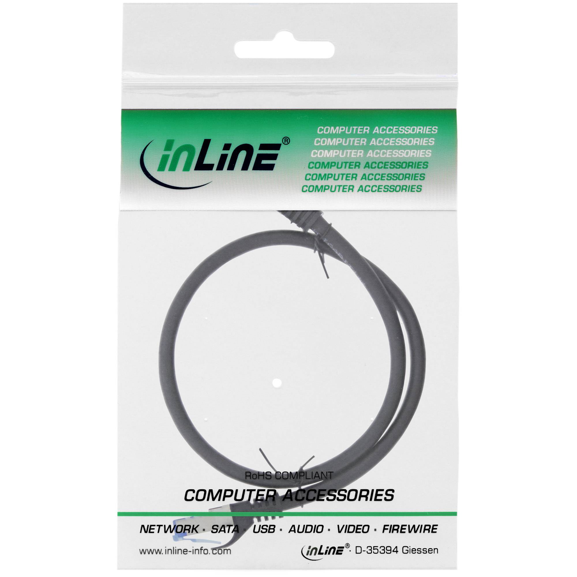 INLINE - Patchkabel - Cat.6A - S/FTP - PE outdoor - schwarz - 0,5m