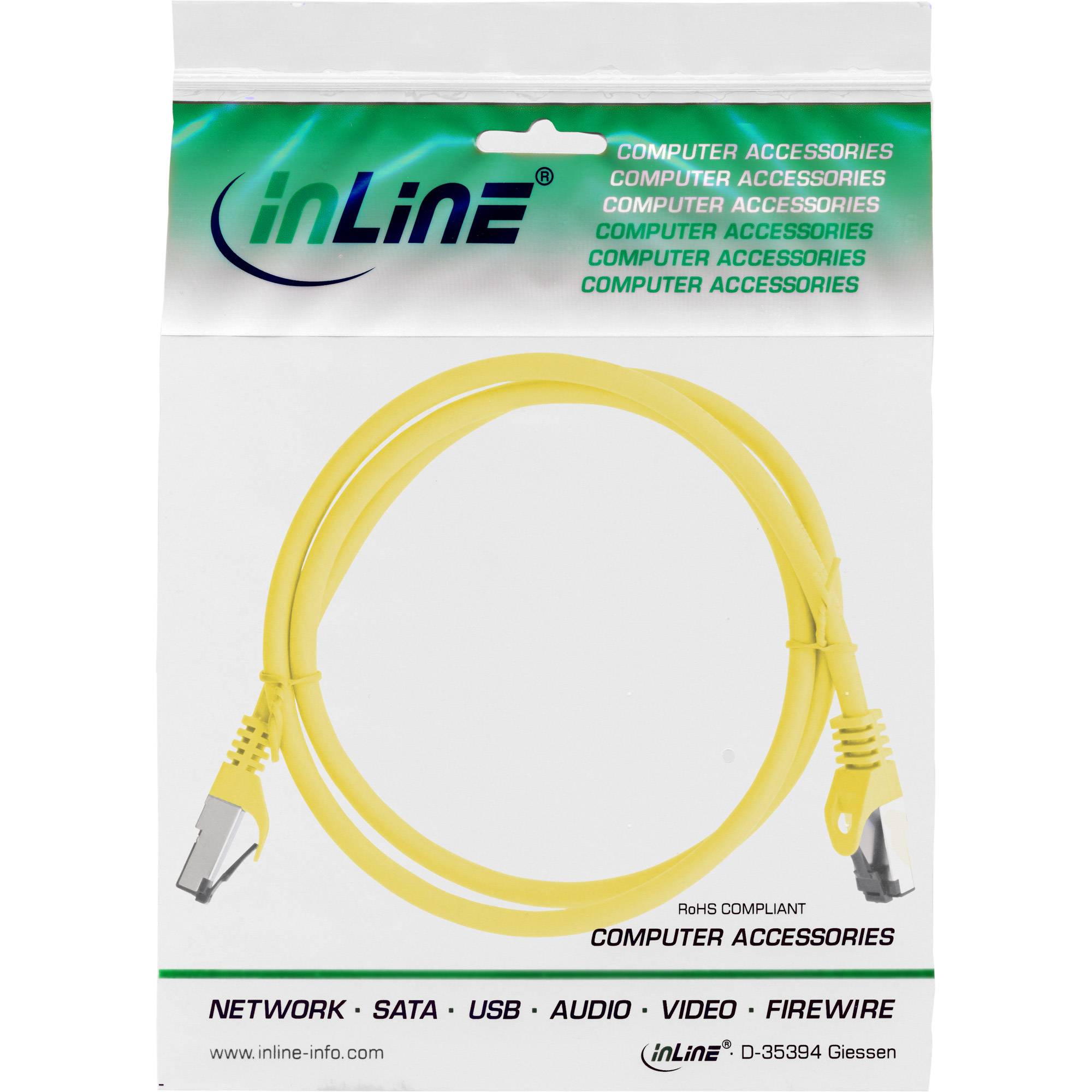 INLINE - Patchkabel - S/FTP (PiMf) - Cat.8.1 - 2000MHz - halogenfrei - gelb - 1m