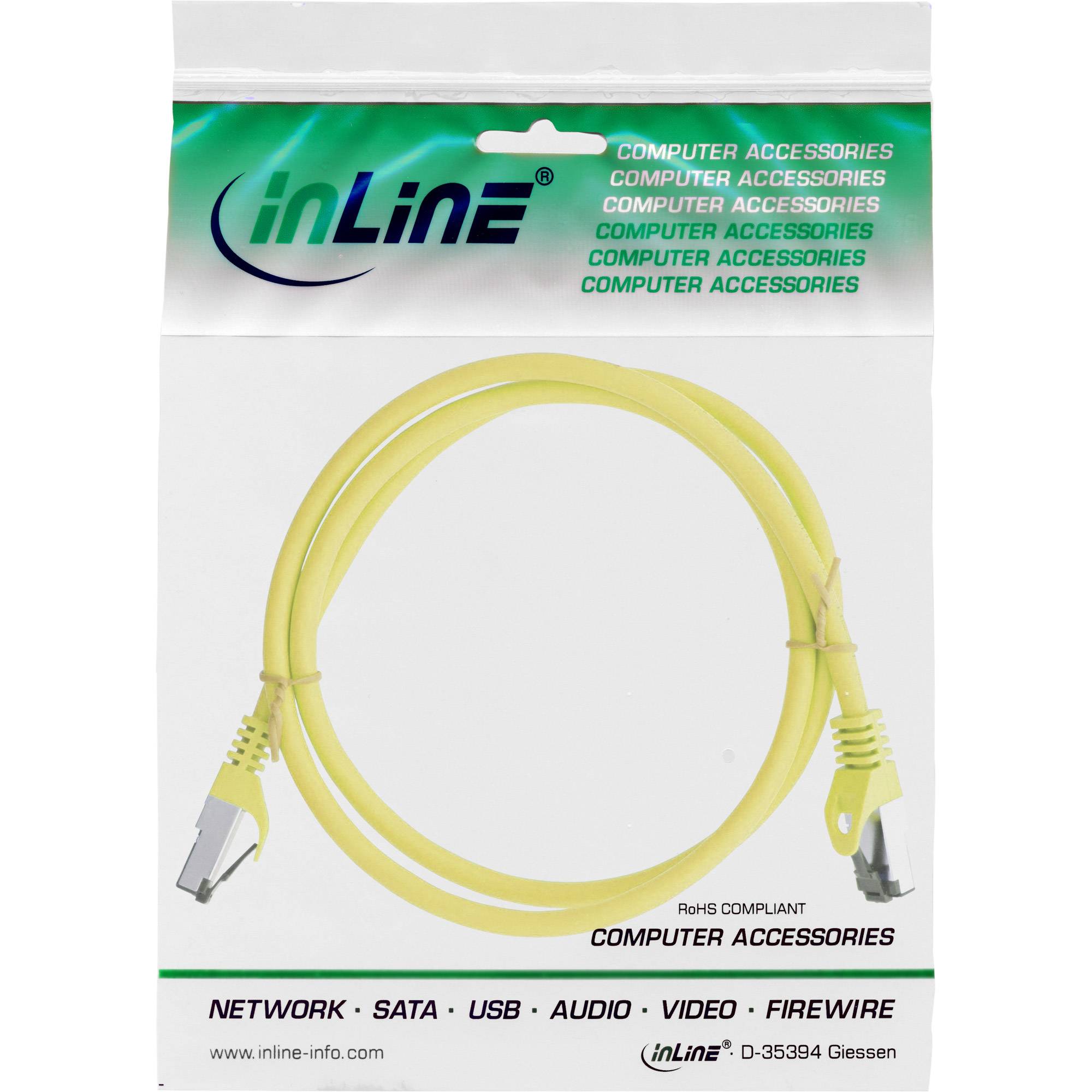INLINE - Patchkabel - S/FTP (PiMf) - Cat.8.1 - 2000MHz - halogenfrei - gelb - 1m
