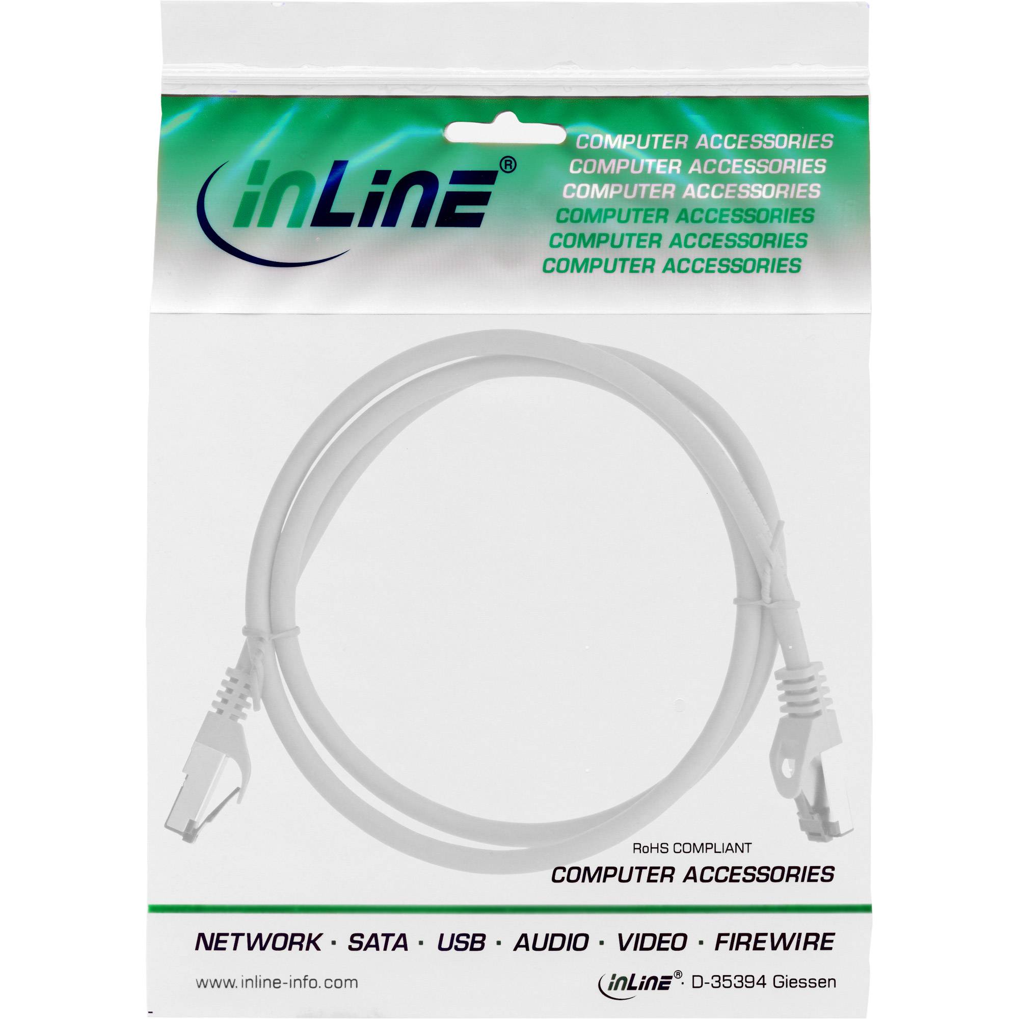 INLINE - Patchkabel - S/FTP (PiMf) - Cat.8.1 - 2000MHz - halogenfrei - grau - 0,5m