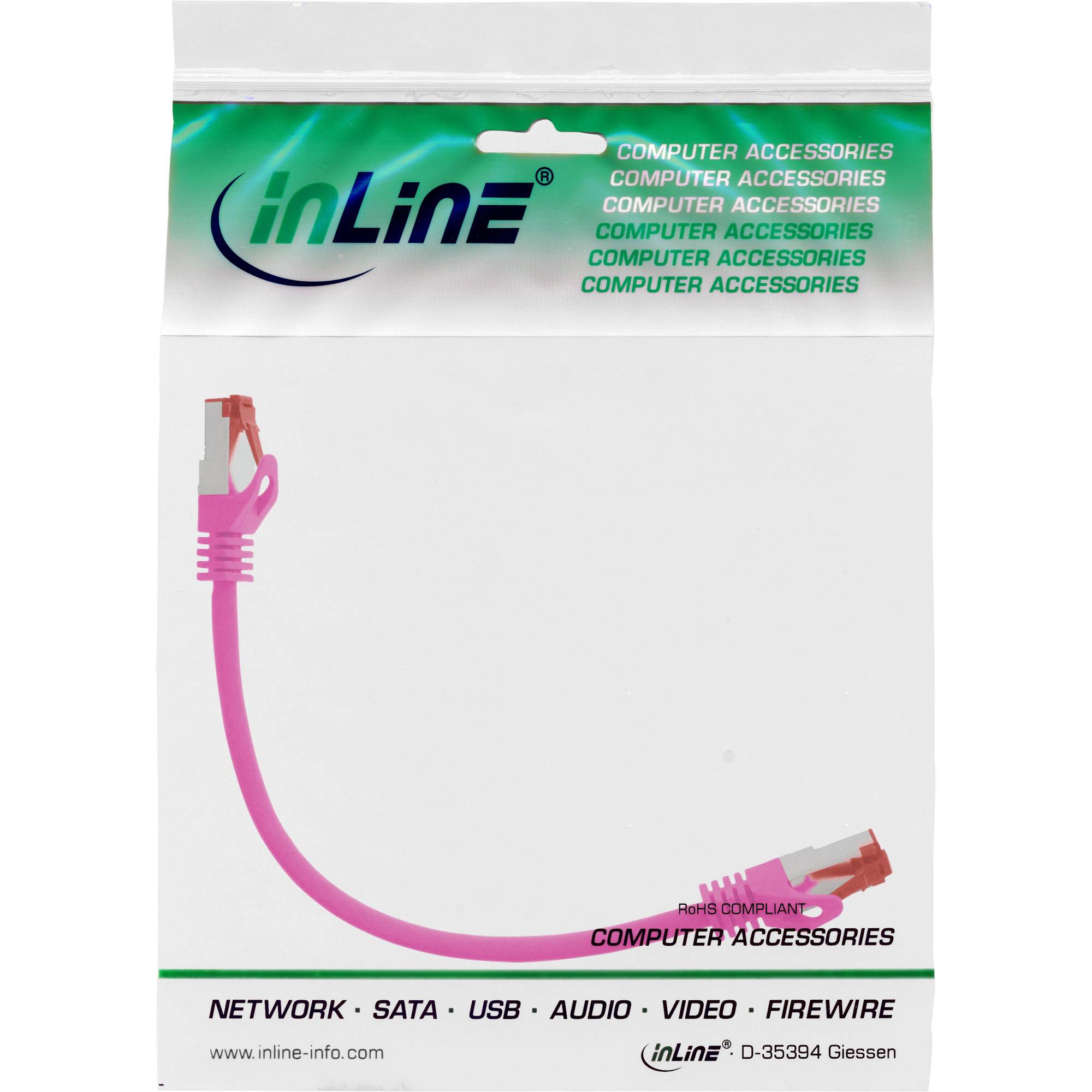 INLINE - Patchkabel - S/FTP (PiMf) - Cat.6 - 250MHz - PVC - Kupfer - pink - 0,25m