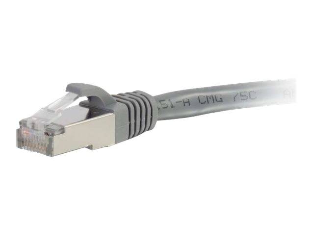 Ethernet-Netzwerkkabel mit RJ45-Stecker auf weißem Hintergrund.