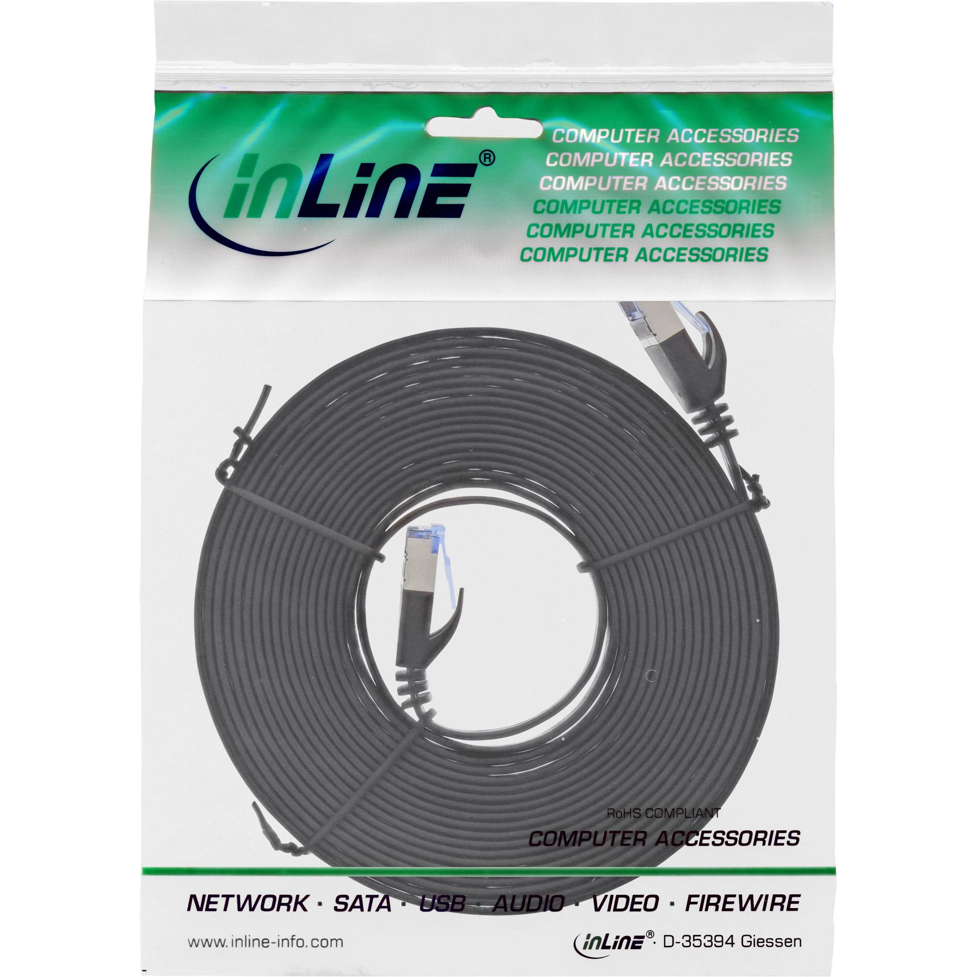 INLINE - Patchkabel flach - U/FTP - Cat.6A - schwarz - 5m
