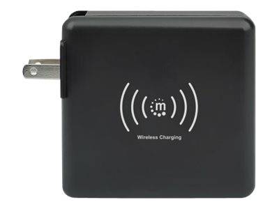 Manhattan 4-in-1 Travel Wall Charger and Powerbank 8,000 mAh, USA/UK/Euro 2-pin Plugs, Output: 1x USB-C, 2x USB-A ports