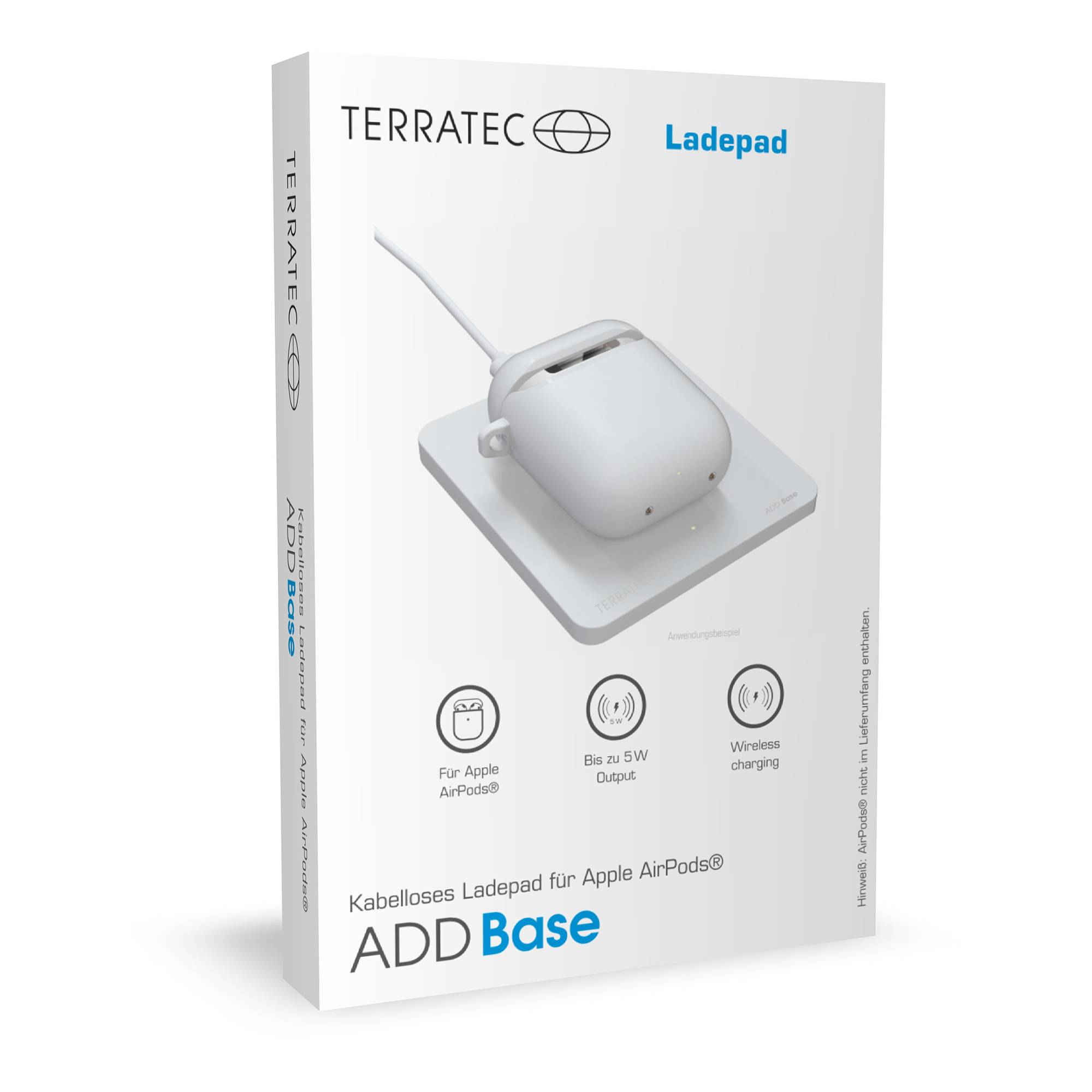 TERRATEC ADD Base - Induktive Ladematte - 5 Watt - 1.5 A - für Apple AirPods (1. Generation, 2. Generation)