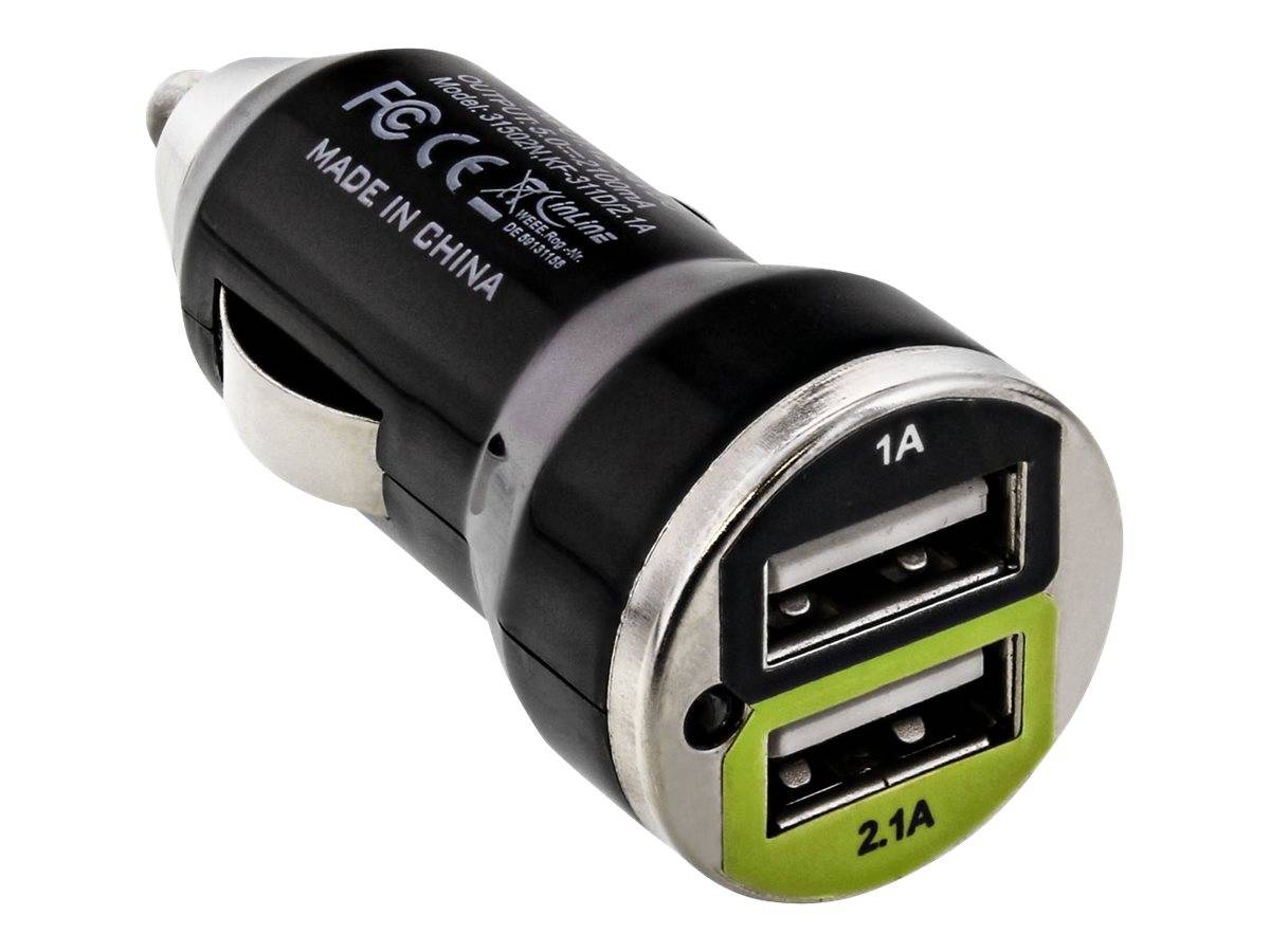INLINE - USB DUAL+ KFZ-Ladeset - Stromadapter 1m Kabel - 12/24VDC zu 5V DC/2.1A