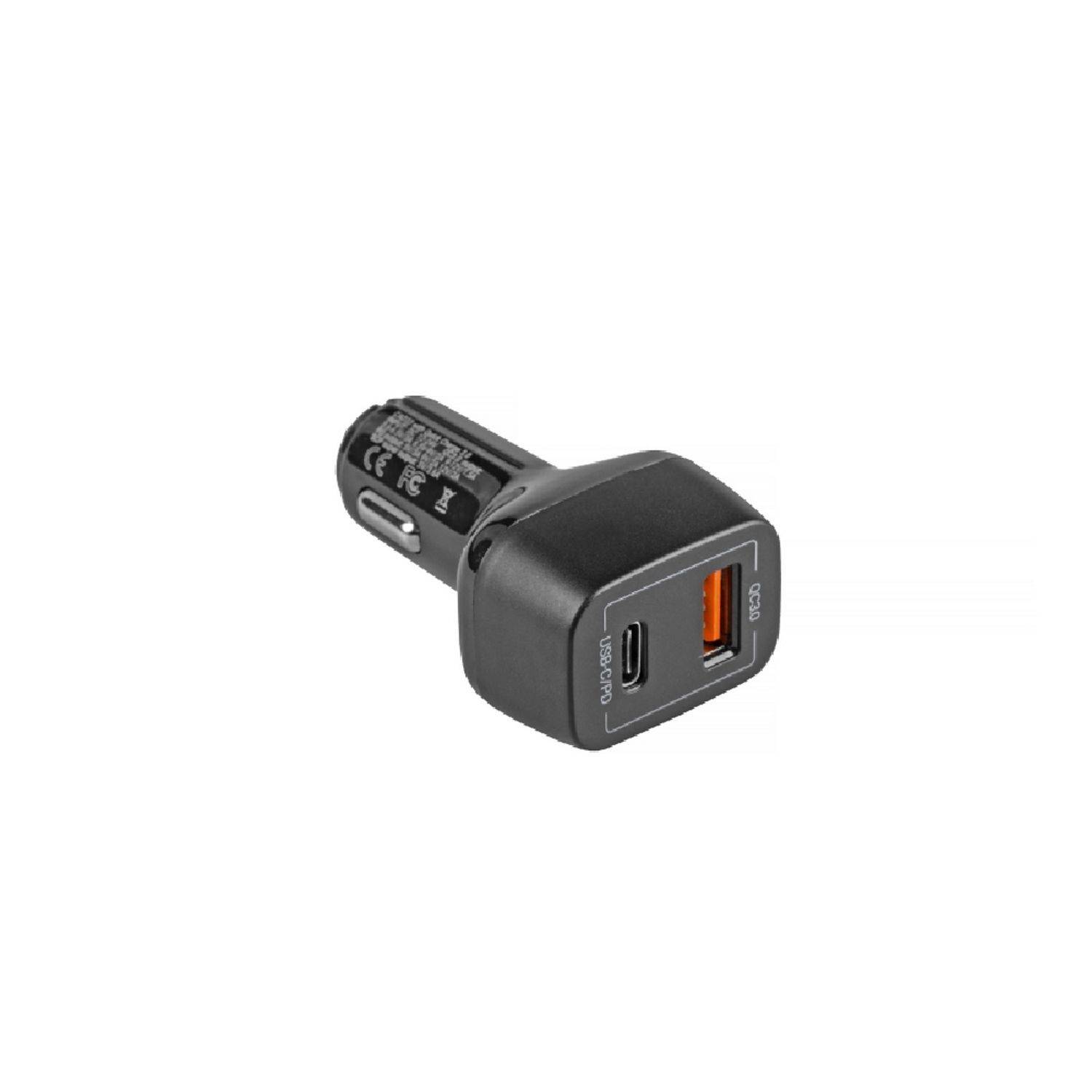 In-Car Charger USB-C Power Delivery + USB Auto-Ladegerät (mit 2 beleuchtete Ladeanschlüsse, USB Typ C + USB Quick Charge 3.0, mit Schnellladefunktio