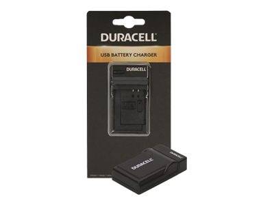 Duracell USB-Batterie-Ladegerät in einer schwarzen Einzelhandelsbox verpackt, mit dem Ladegerät in der Vorderseite abgebildet.