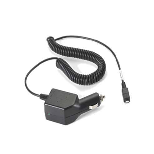 Aufgerolltes Autolader-Kabel mit Zigarettenanzünder-Stecker und kleinem Stecker-Adapter auf weißem Hintergrund.