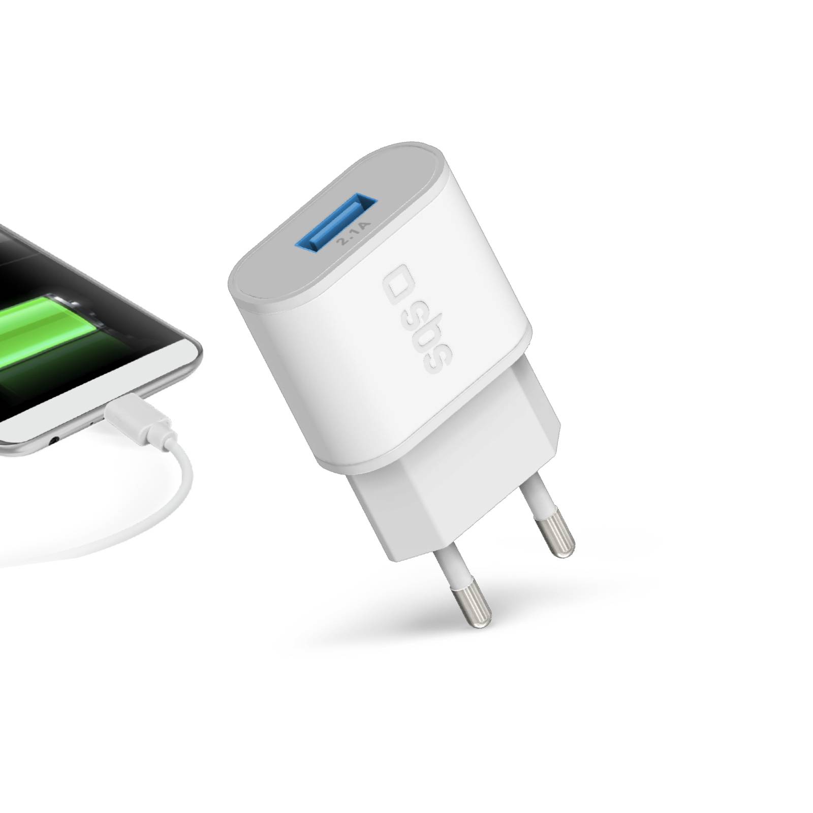 SBS TETR1USB2AWFAST 10W USB-A Netzladegerät – Weiß