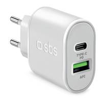 SBS TETRPD20W 20-W-USB-A-USB-C-Wandladegerät Power Delivery – Weiß