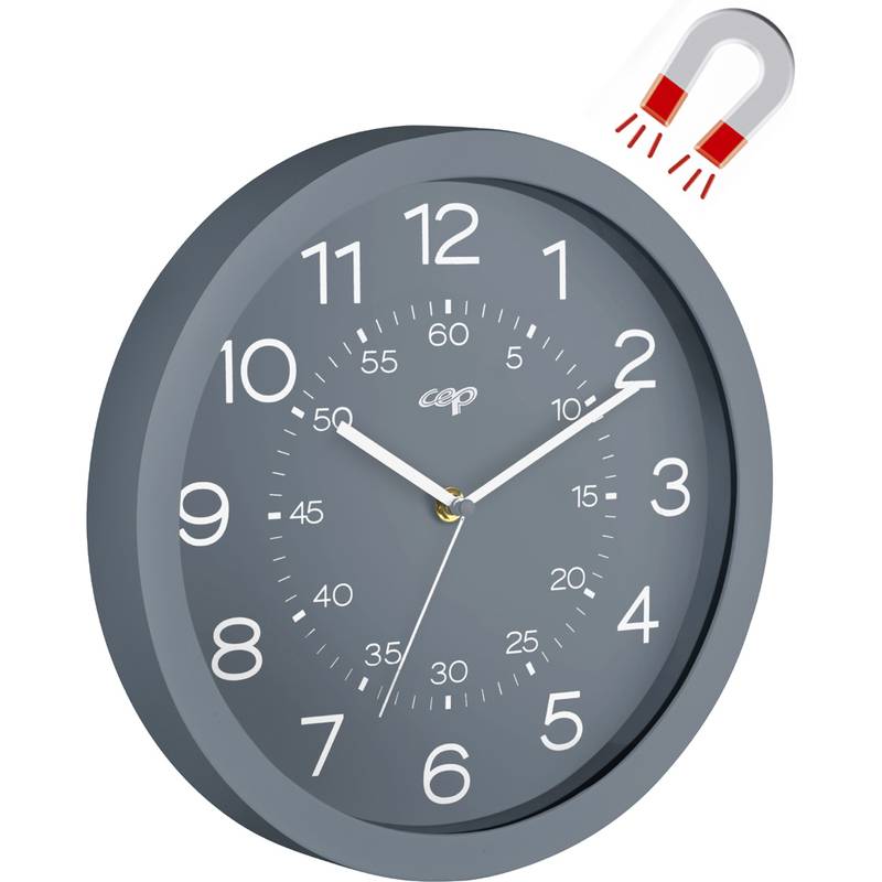 CEP Wanduhr mineral, Quarzuhr, magnetisch, grau
