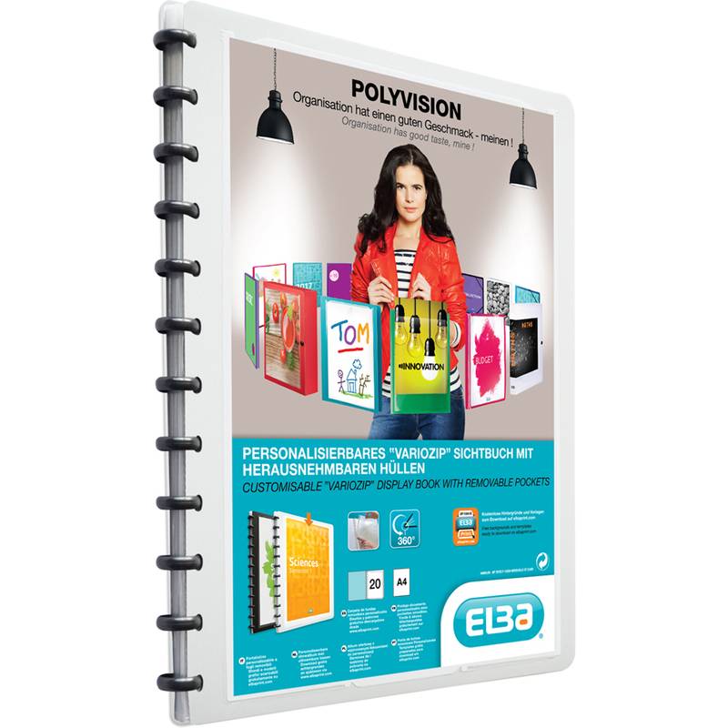 Oxford vario-zipp Ringmappe overhead, A4, weiß