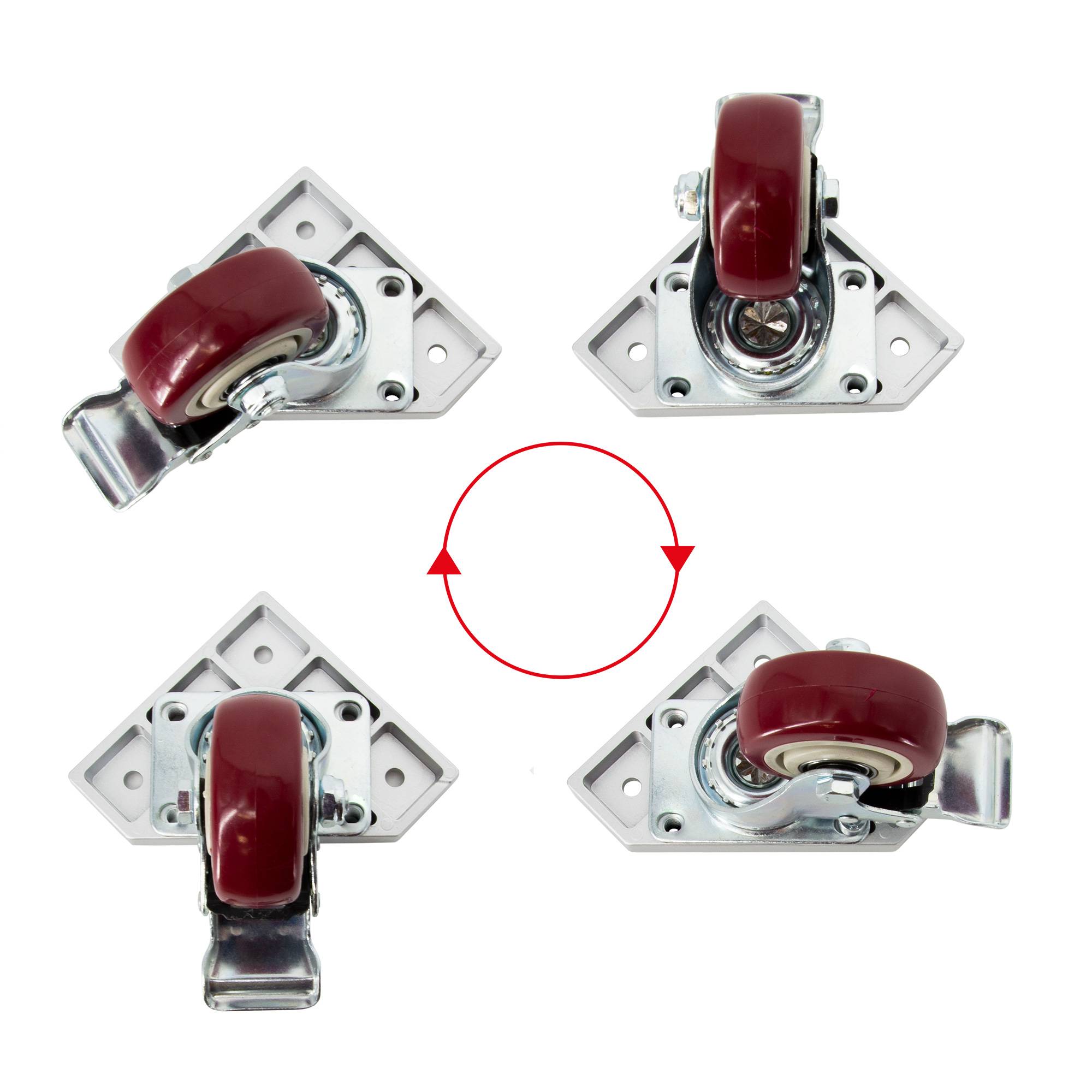 SCHMIDT systemprofile 4x Lenkrolle mit 3D-Platte Nut 8 Schwerlastrolle Bremse Transportrolle Aluprofil-Zubehör