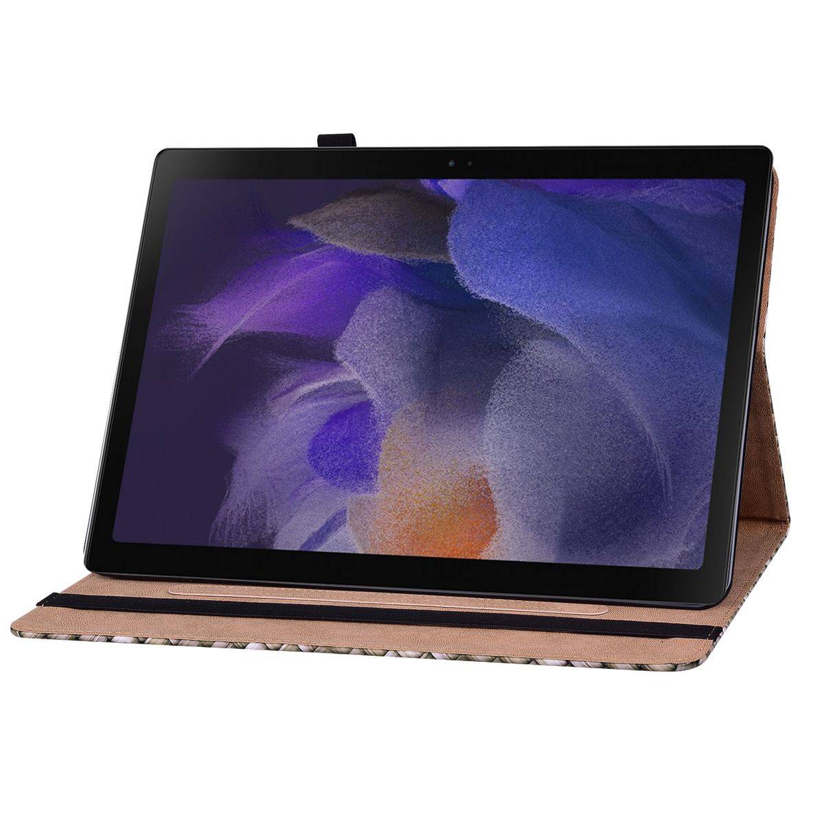 Für Samsung Galaxy Tab A8 2021 X205 X200 Design Muster Braun Kunstleder Hülle Cover Tablet Tasche Case Neu