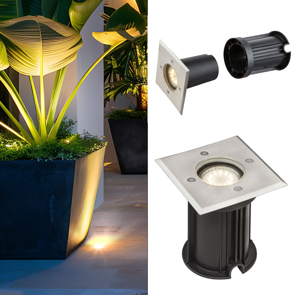 Außen Einbau Strahler Edelstahl Hof Garagen Einfahrt Boden Leuchte Glas Lampe befahrbar