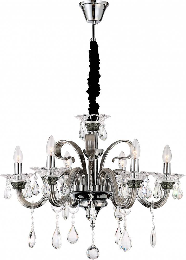 Decken Hänge Lampe Leuchte Kronleuchter Metall Chrom Glas Kristalle Ess Zimmer