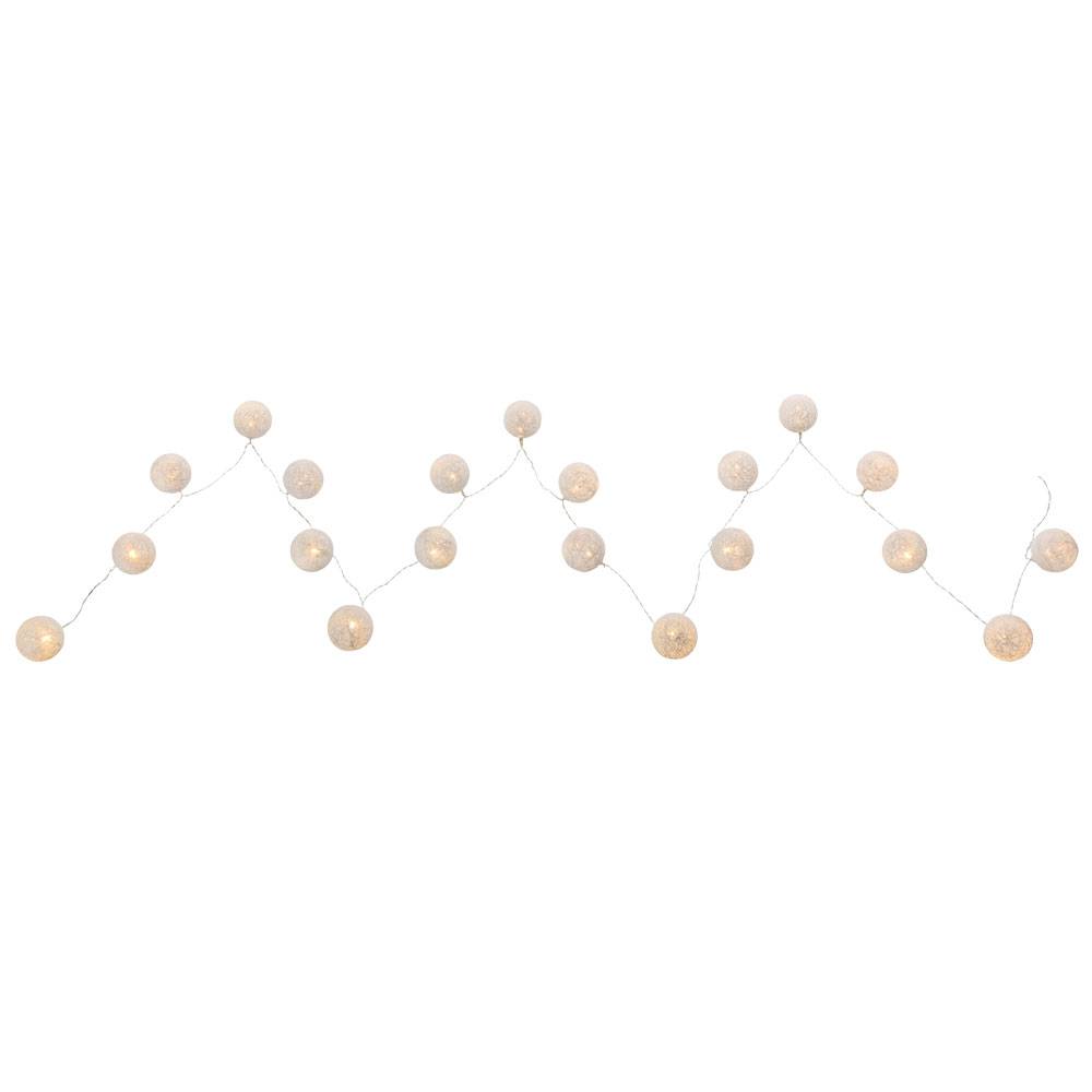 20er LED Lichterkette Geflecht Kugel Weihnachts Lampen Baumwolle X-MAS Deko weiß