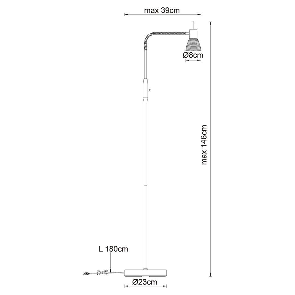 Steh Stand Lampe Leuchte Nickel Matt Glas Spot Beweglich Wohn Zimmer Beleuchtung