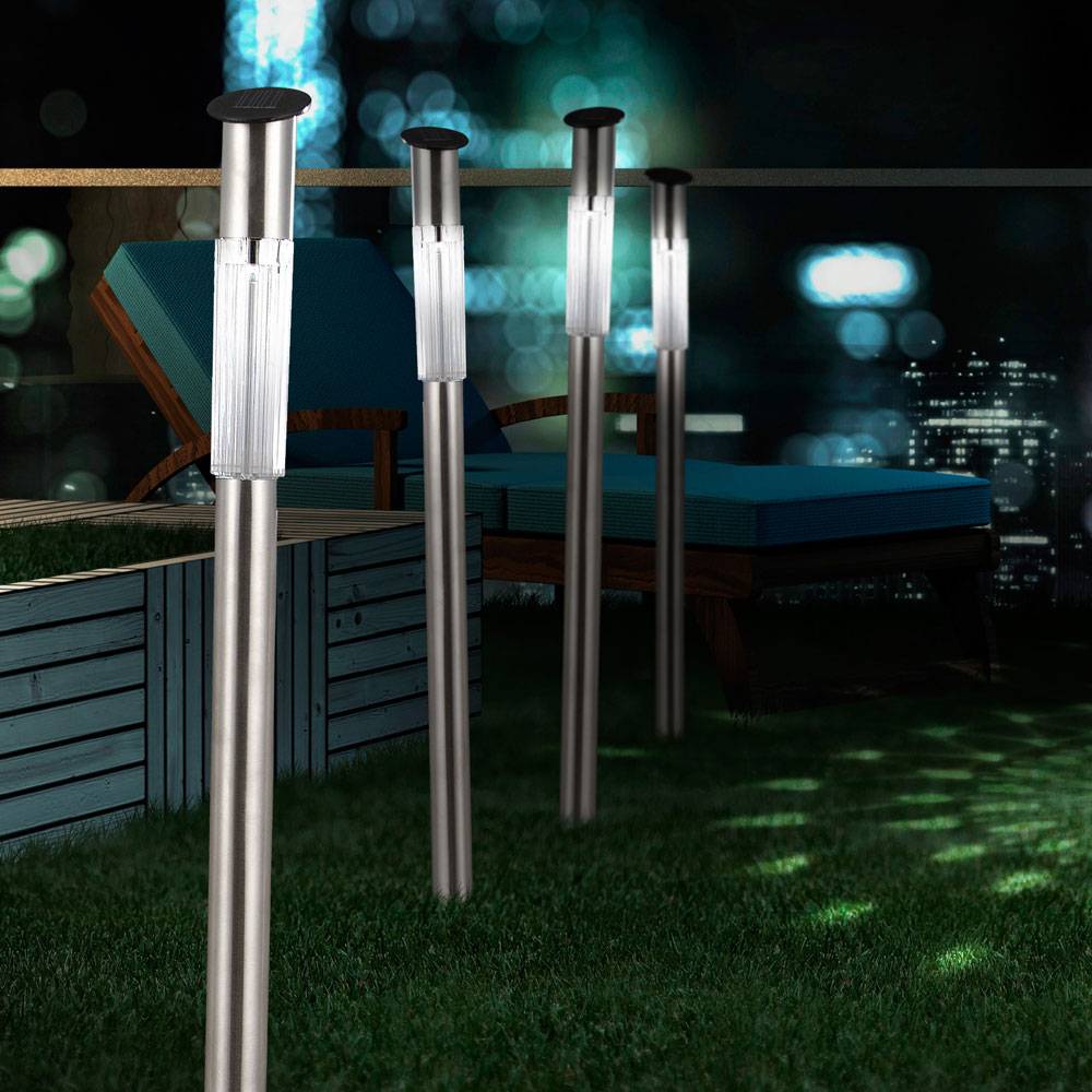 4er Set Außenlampen Garten Solar LED Leuchten Steckleuchten