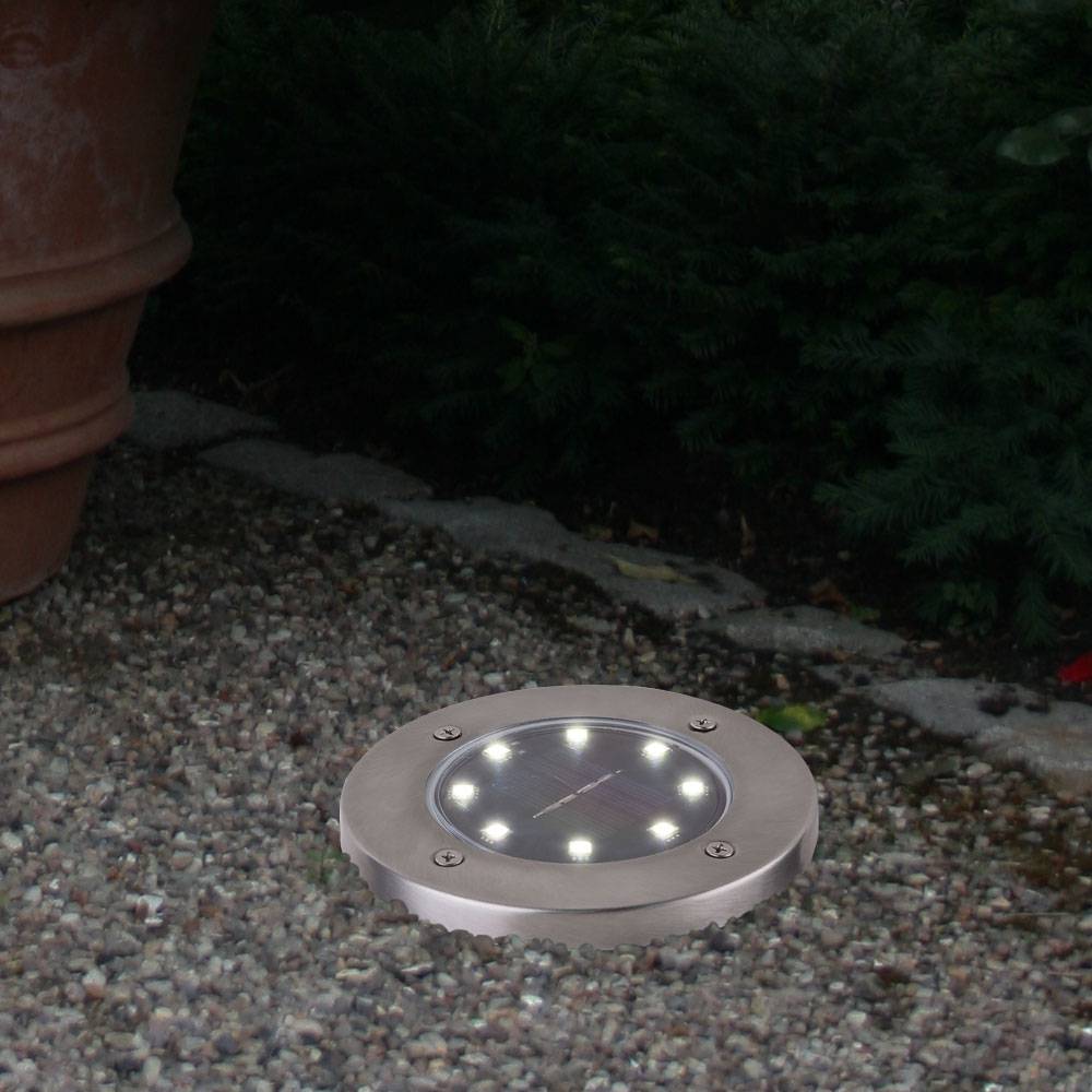 2x Solar Außen Spot Strahler Lampe Edelstahl Wasserfest OUTDOOR Weg-Beleuchtung Garten Terrasse Rasen Auffahrt Erdspieß Boden-Leuchte