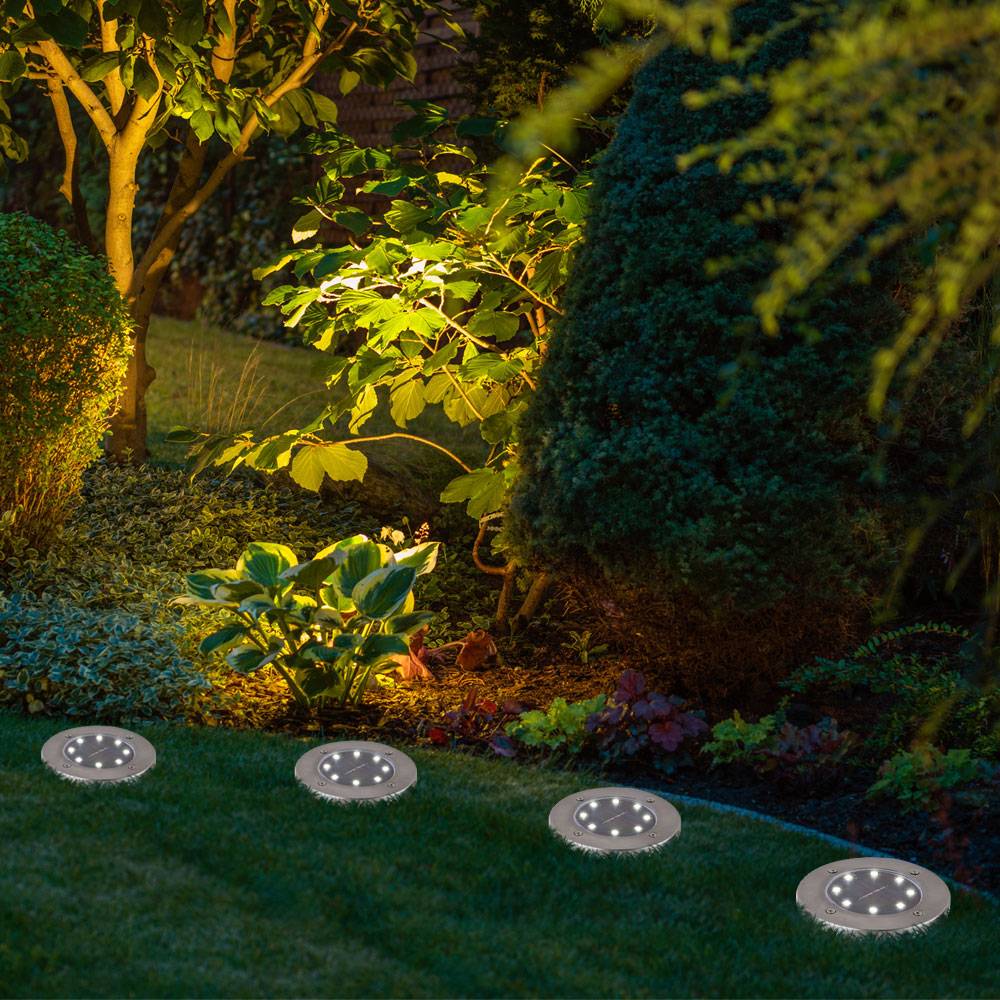 2x Solar Außen Spot Strahler Lampe Edelstahl Wasserfest OUTDOOR Weg-Beleuchtung Garten Terrasse Rasen Auffahrt Erdspieß Boden-Leuchte