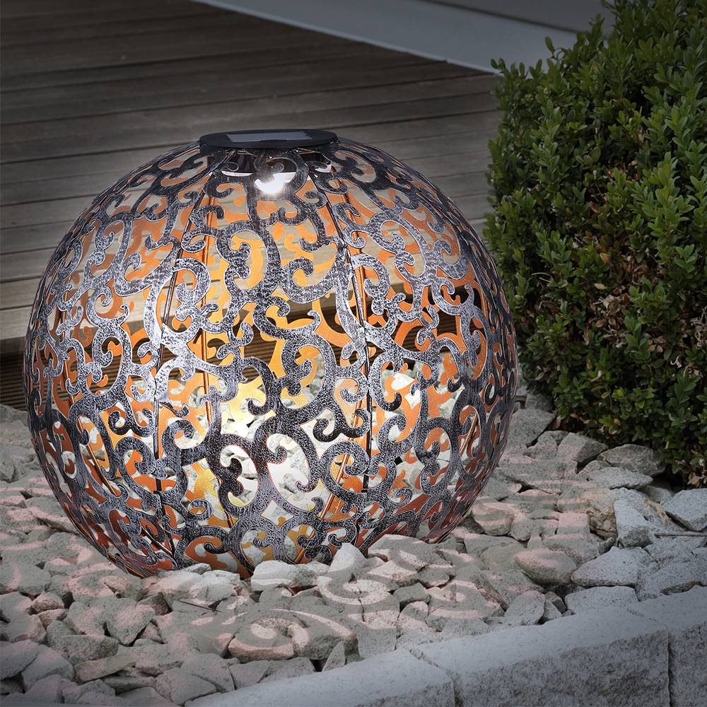 LED Solar Außen Leuchte Garten Weg Beleuchtung Kugel Steck Lampe Dekor Stanzungen
