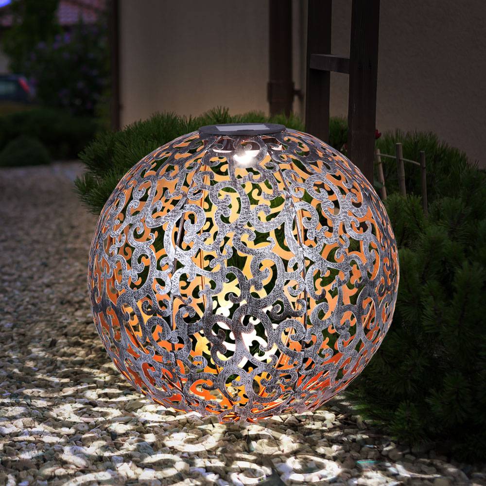 LED Solar Außen Leuchte Garten Weg Beleuchtung Kugel Steck Lampe Dekor Stanzungen