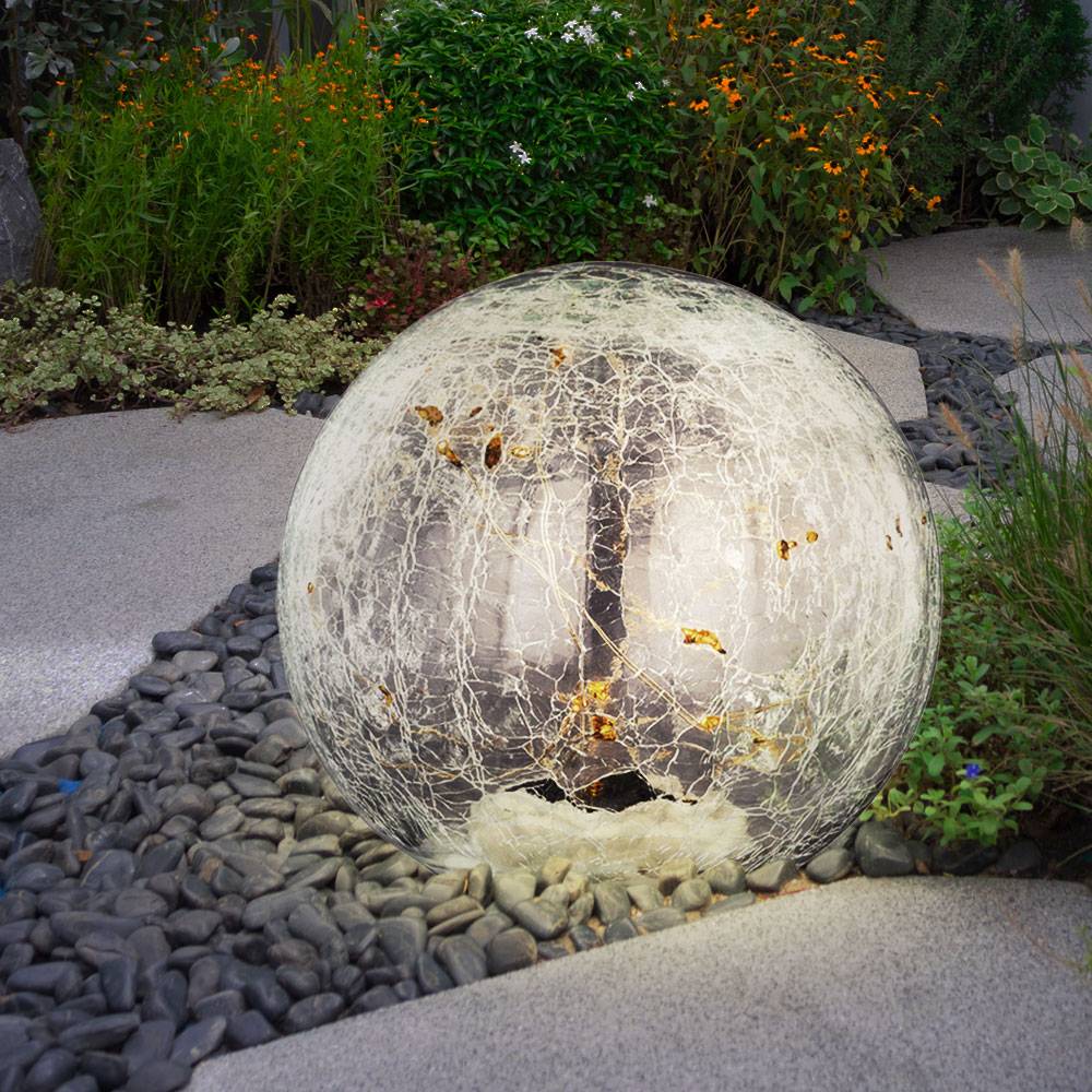 2er Set LED Außen Solar Steck Lampen Kugel Garten Erdspieß Glas Leuchten klar