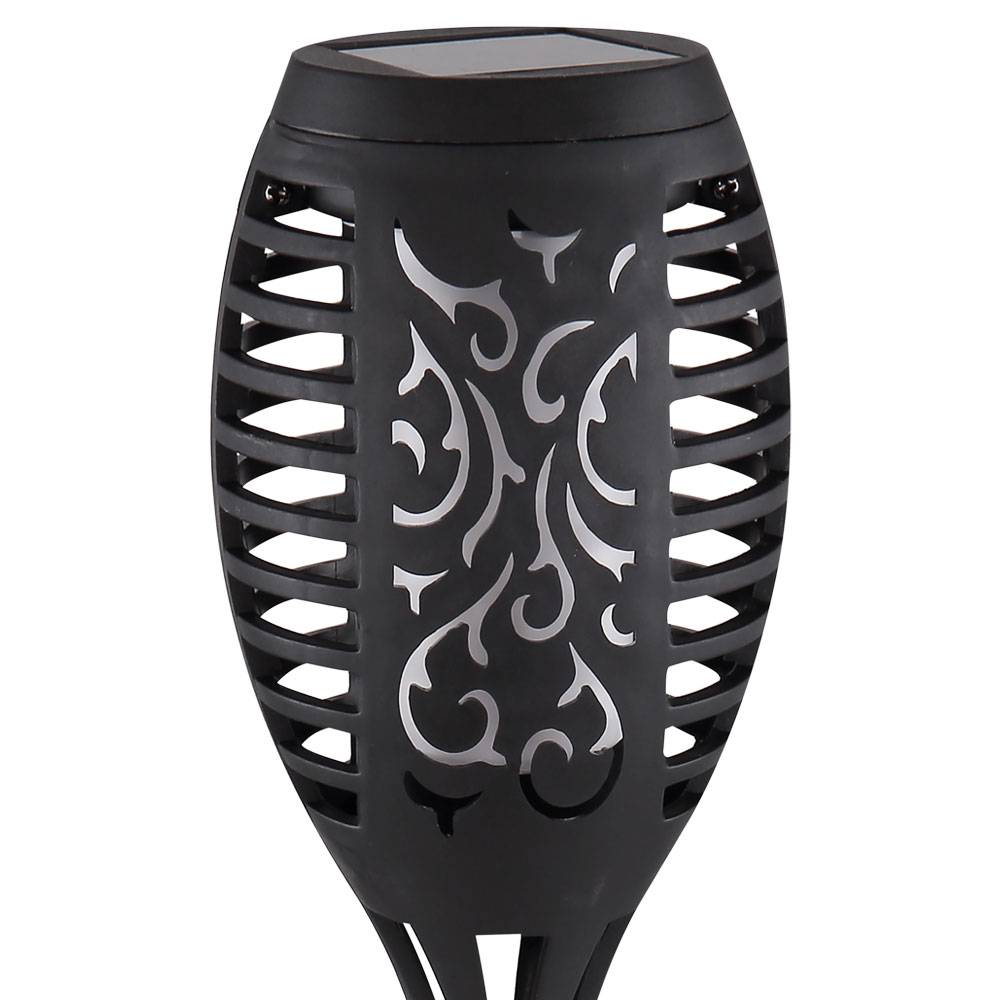 3er Set LED Solar Steck Leuchte schwarz Außen Garten Dekor Stanzungen Lampe Hof Strahler Erdspieß