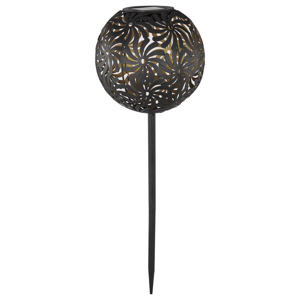 LED Solar Steck Leuchte Geflecht Kugel Garten Deko Erdspieß Lampe SCHWARZ GOLD