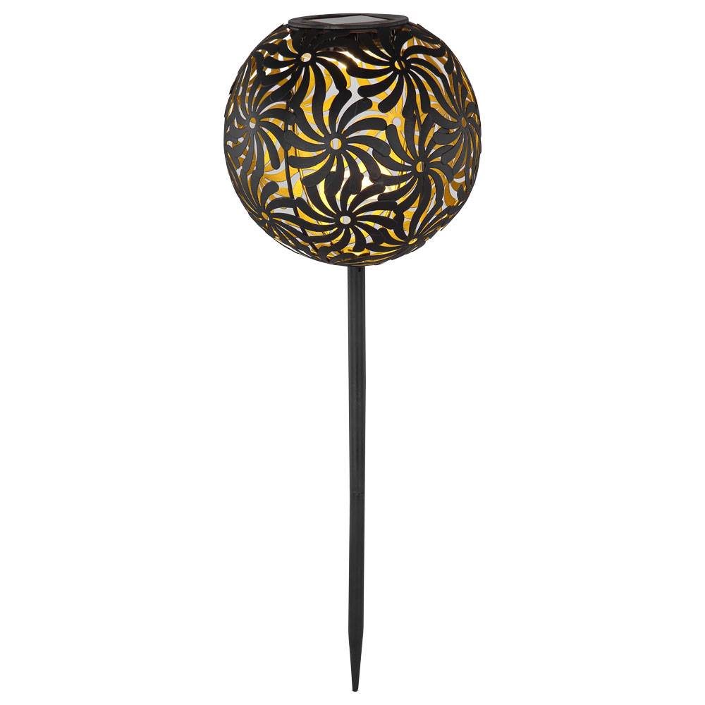LED Solar Steck Leuchte Geflecht Kugel Garten Deko Erdspieß Lampe SCHWARZ GOLD