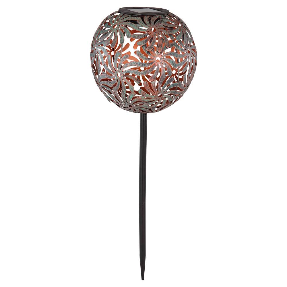 LED Außen Steck Leuchte SOLAR Deko Geflecht Kugel antik gold Garten Erdspieß Lampe