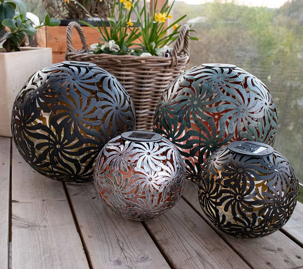 LED Solar Steck Leuchte Geflecht Kugel Garten Deko Erdspieß Lampe SCHWARZ GOLD