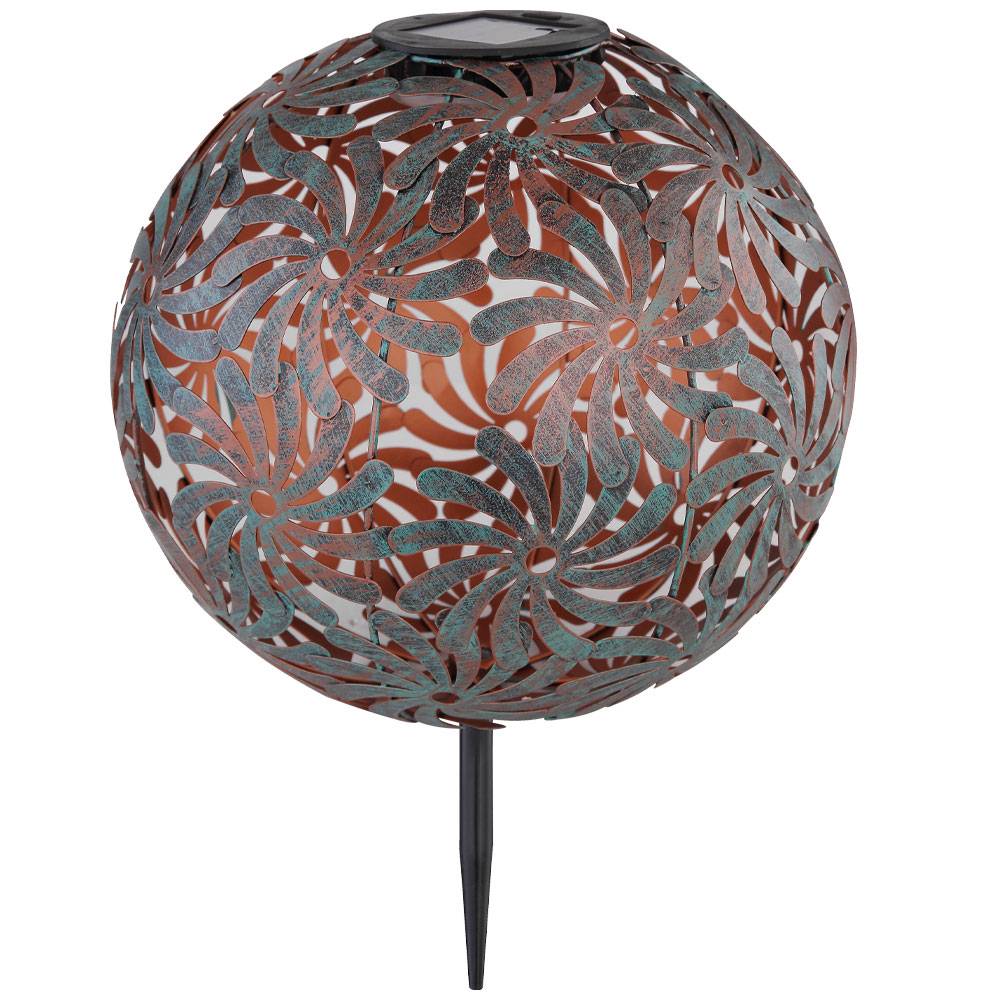 LED Solar Steck Leuchte Kugel Strahler antik gold Garten Deko Außen Lampe Erdspieß