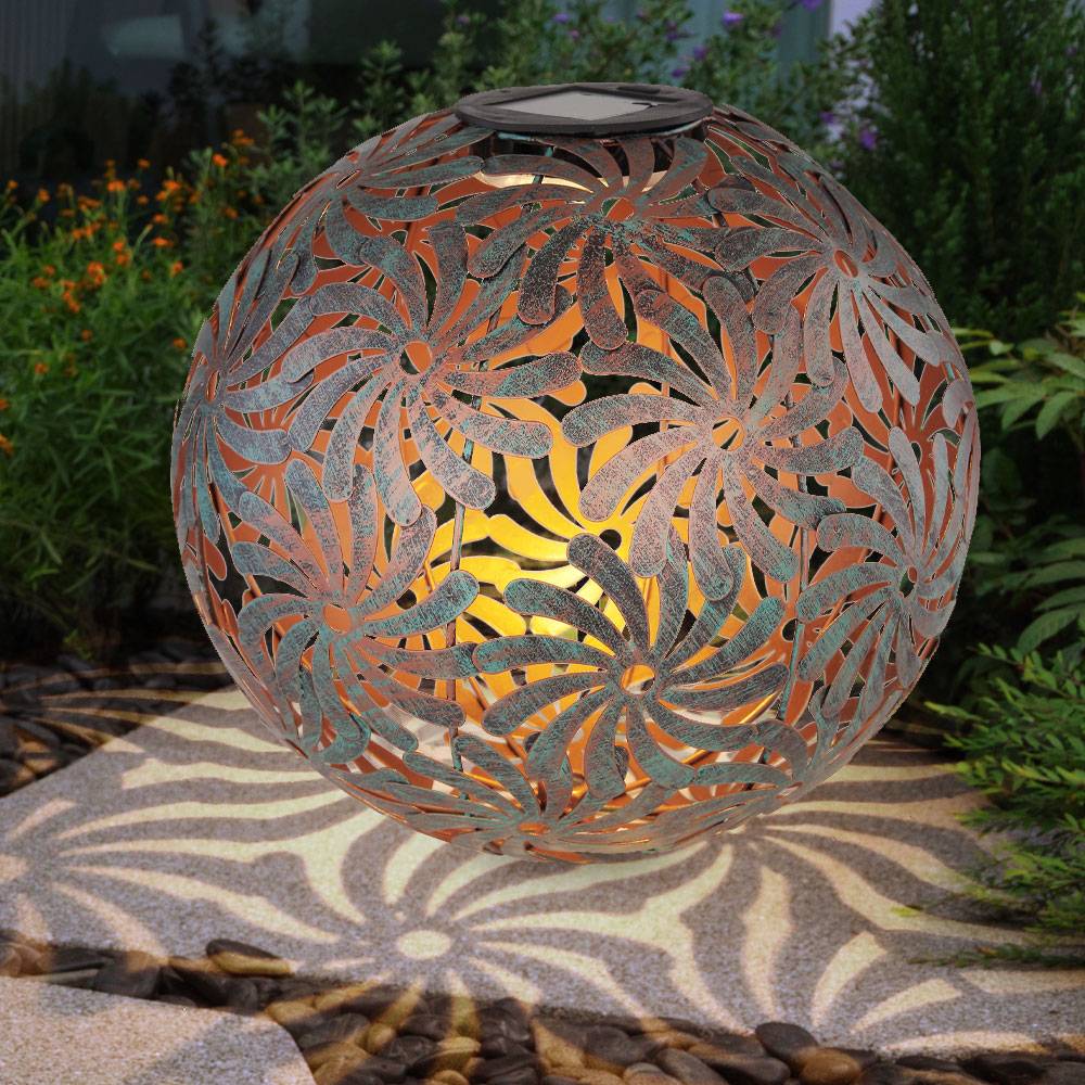 LED Solar Steck Leuchte Kugel Strahler antik gold Garten Deko Außen Lampe Erdspieß
