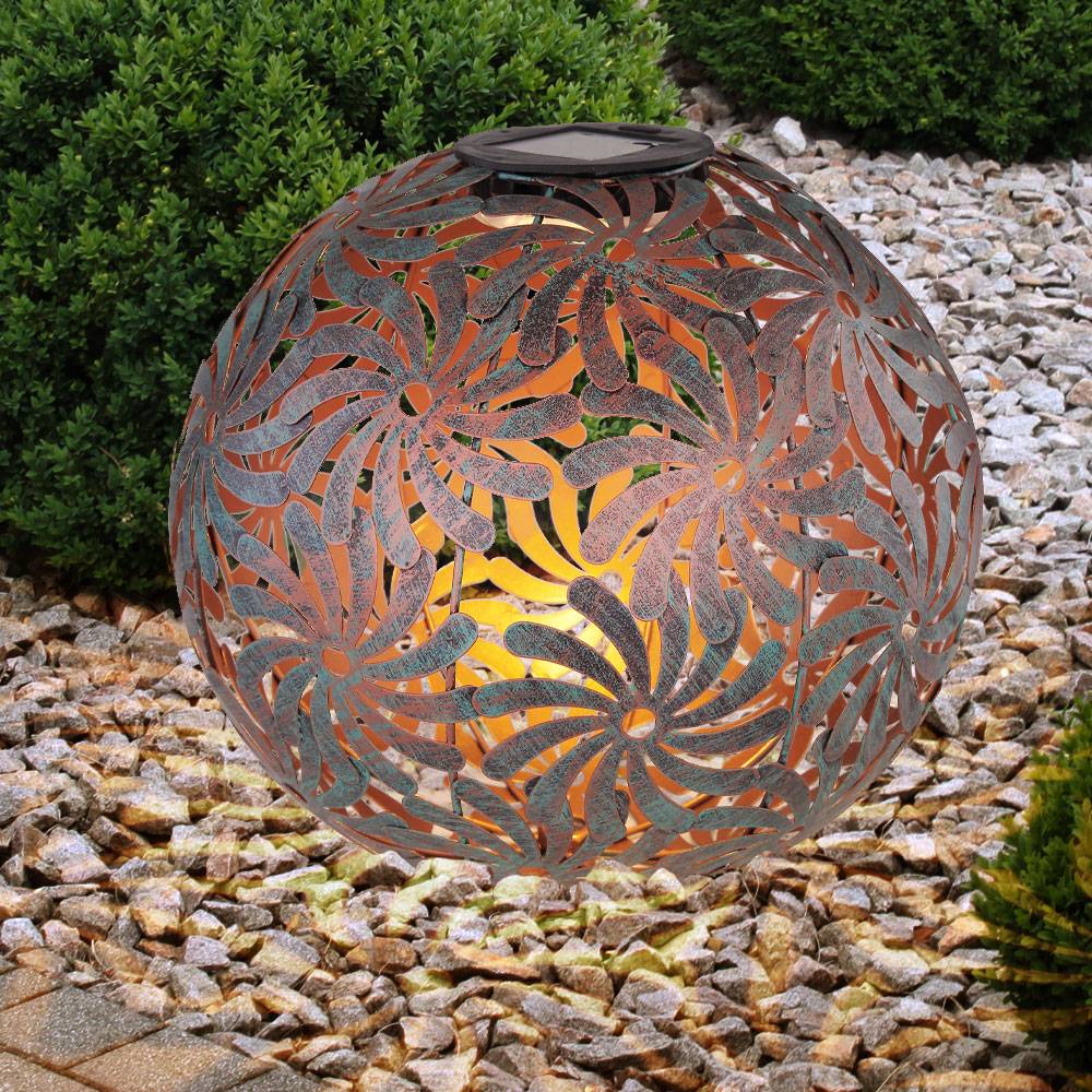 LED Solar Steck Leuchte Kugel Strahler antik gold Garten Deko Außen Lampe Erdspieß