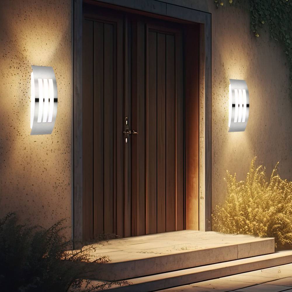 Außenwandlampe Haustürleuchte Edelstahl Terrassenleuchte Fassadenlampe LED Gartenleuchte, 9W 810lm warmweiß, BxH 10 x 32 cm, 2er Set