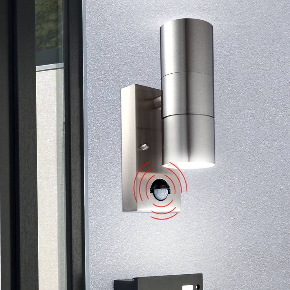 Außen Wand Lampe Park Bewegungsmelder Leuchte Glas Edelstahl Sensor Strahler