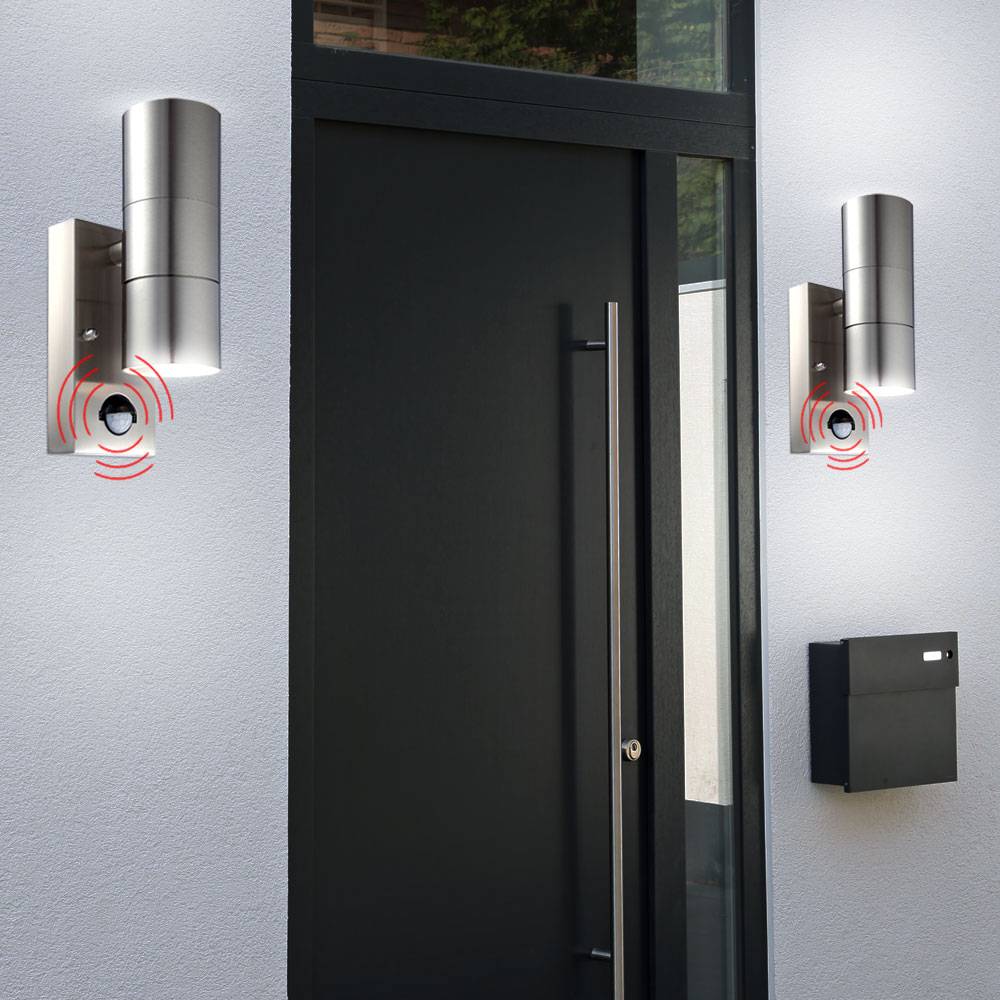 Außen Wand Lampe Park Bewegungsmelder Leuchte Glas Edelstahl Sensor Strahler