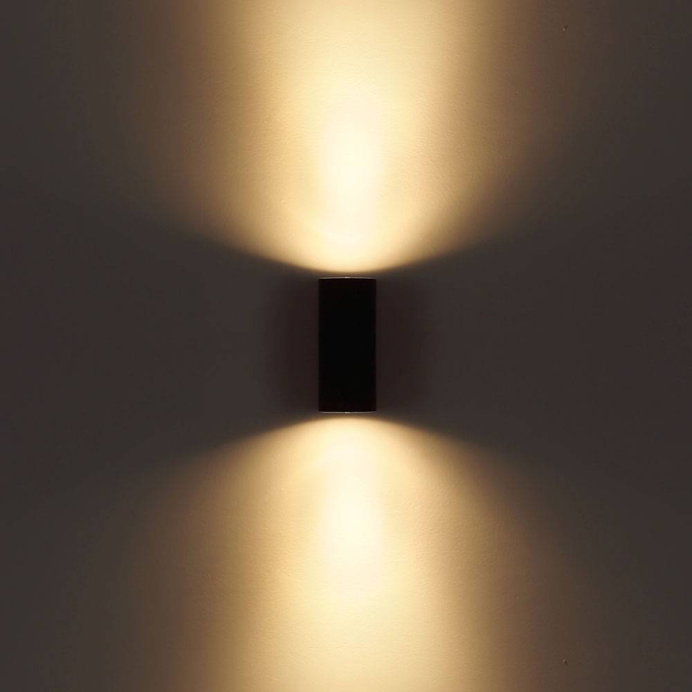 Wandleuchte Up & Down Wandstrahler GU10 Wandleuchte Außen anthrazit, IP44 Spritzwasserfest 2 flammig, Glas klar, 2x GU10 Fassungen, HxBxÜ 15x6,8x9,2