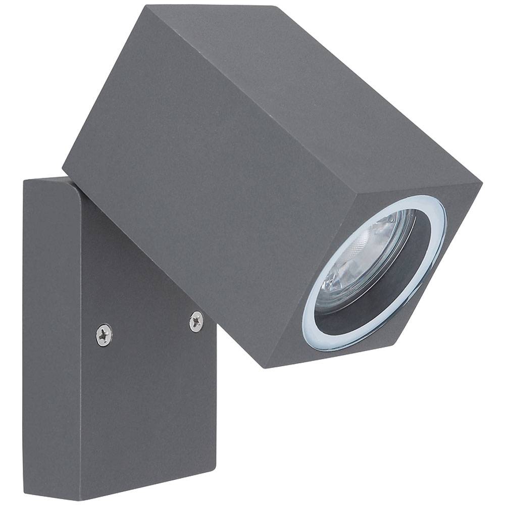 Außenleuchte Wandstrahler Gartenlampe Glas Fassadenleuchte anthrazit UP Wandleuchte mit beweglichem Spot, abwärts leuchtend, Aluminium Druckguss, 1x