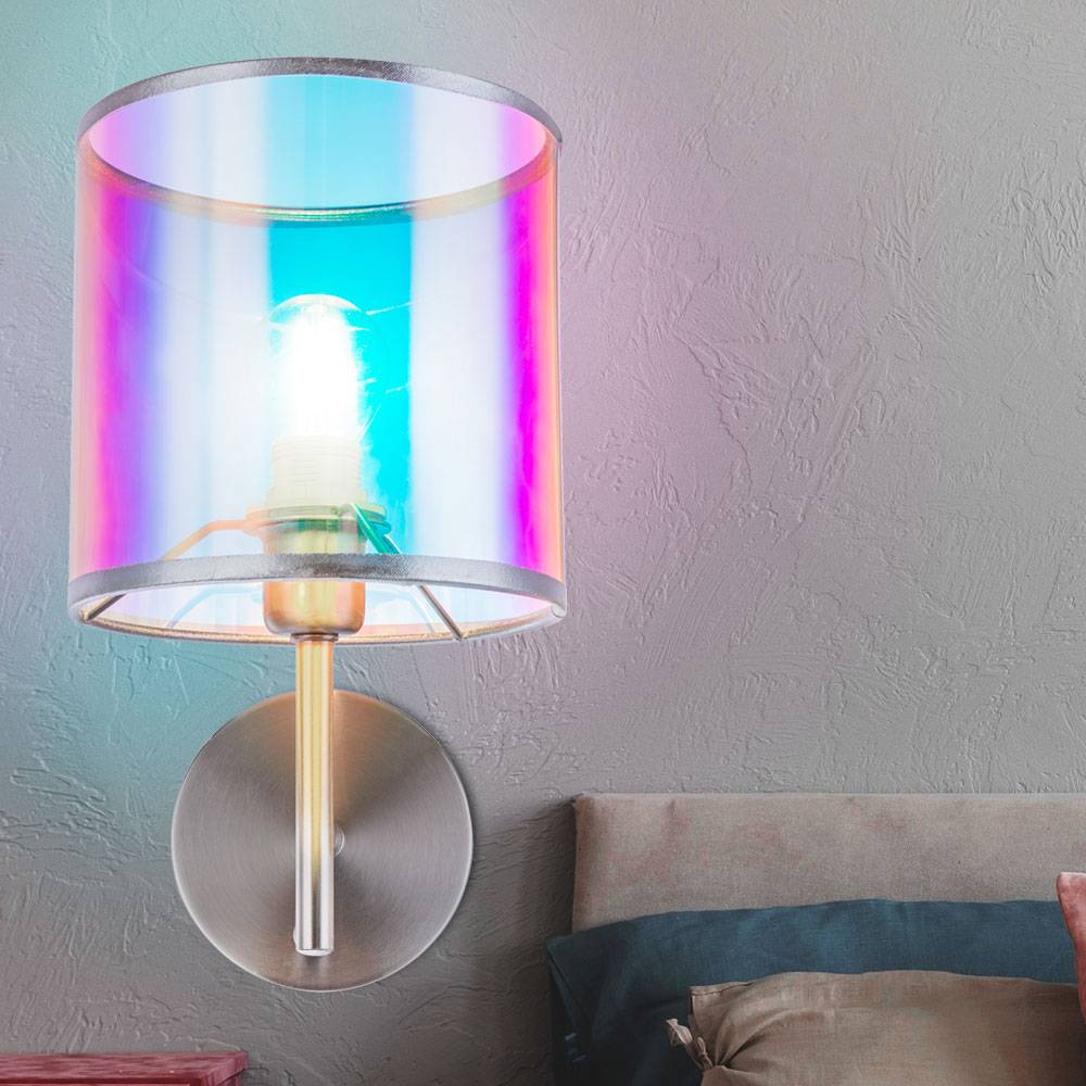 Wandleuchte Wandlampe Flurleuchte Wohnzimmerlampe, Schalter, Metall Kunstestoff, Nickel matt multicolour, BxHxT 15 x 26 x 19 cm