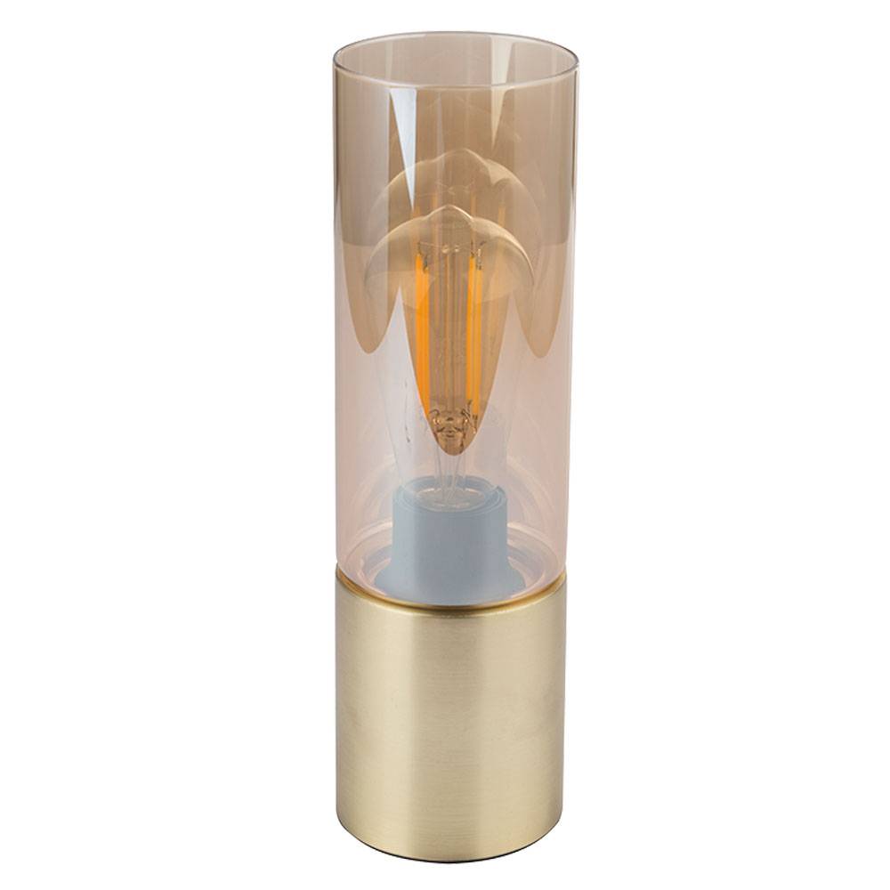 Tischleuchten Wohnzimmer Nachttischlampe Leselampe Touchschalter Glasschirm Tischlampe in Messingfarben, Metall, 1x E27, DxH 9x30 cm