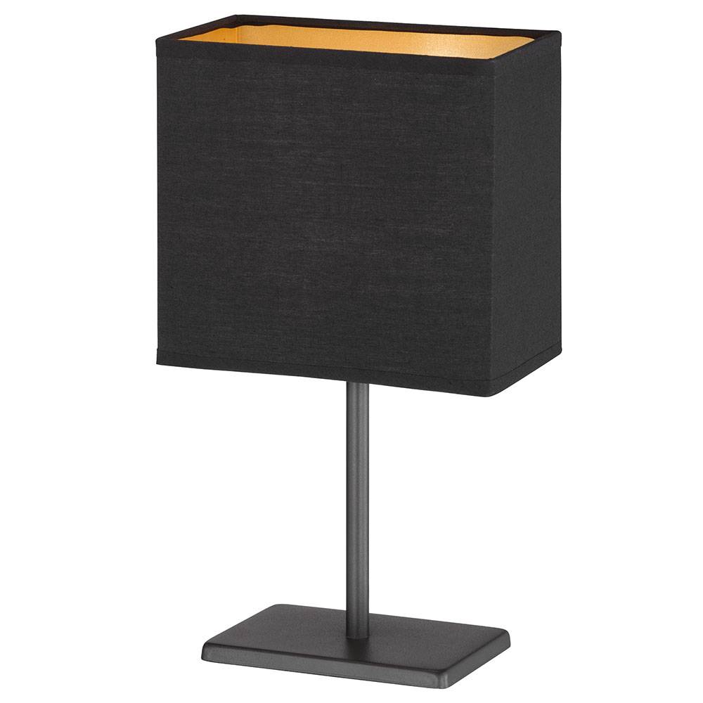 Tischleuchte modern Wohnzimmerlampe Tischlampe Beistellleuchte schwarz, Metall Stoff schwarz, 1x E14 Fassung, HxLxB 30x17x10cm