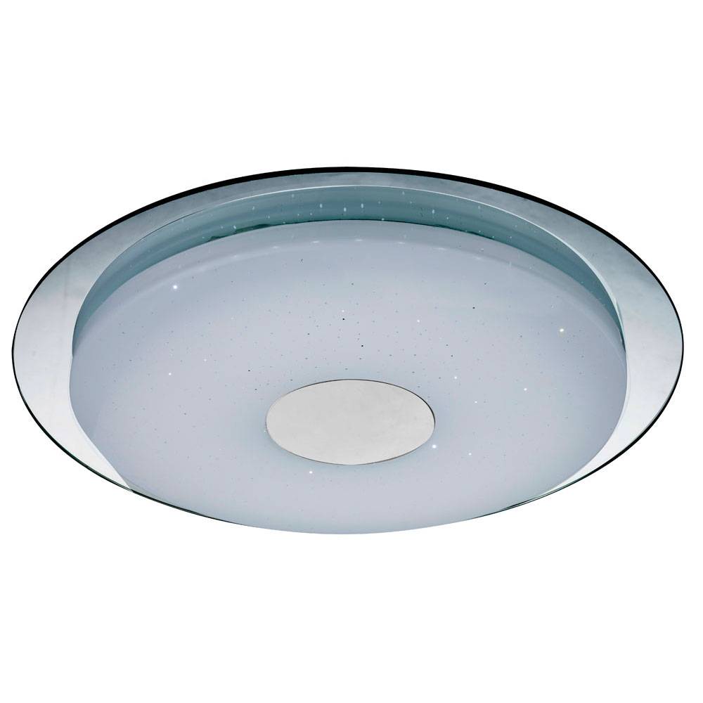 Deckenleuchte dimmbar mit Fernbedienung Deckenlampe Wohnzimmerlampe mit Sternenhimmel Effekt, opal, Memory Funktion Fernbedienung , 1x LED 24 Watt