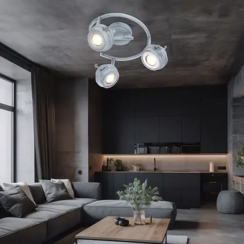 Spotleuchte Spotrondell Deckenlampe Deckenleuchte Wohnzimmerlampe Küche, 3 flammig Spots beweglich, Metall grau antik, 3x GU10 LED 5 Watt 340 Lumen Spotleuchte Spotrondell Deckenlampe Deckenleuchte Wohnzimmerlampe Küche, 3 flammig Spots beweglich, Metall grau antik, 3x GU10 LED 5 Watt 340 Lumen