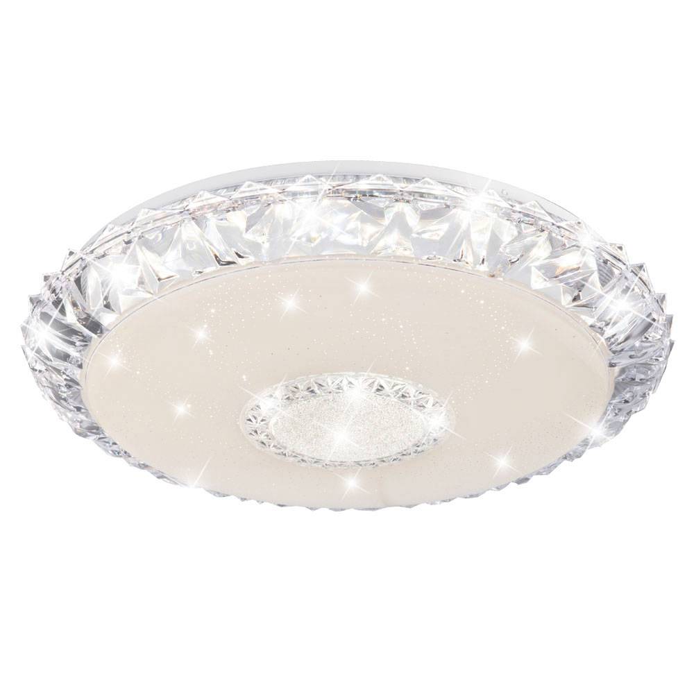 Deckenlampe dimmbar mit Fernbedienung Smart Deckenleuchte 50cm mit Sprachsteuerung Sternenhimmel LED Lampe, Kristall Design, 40W 2980lm 3000-6500K