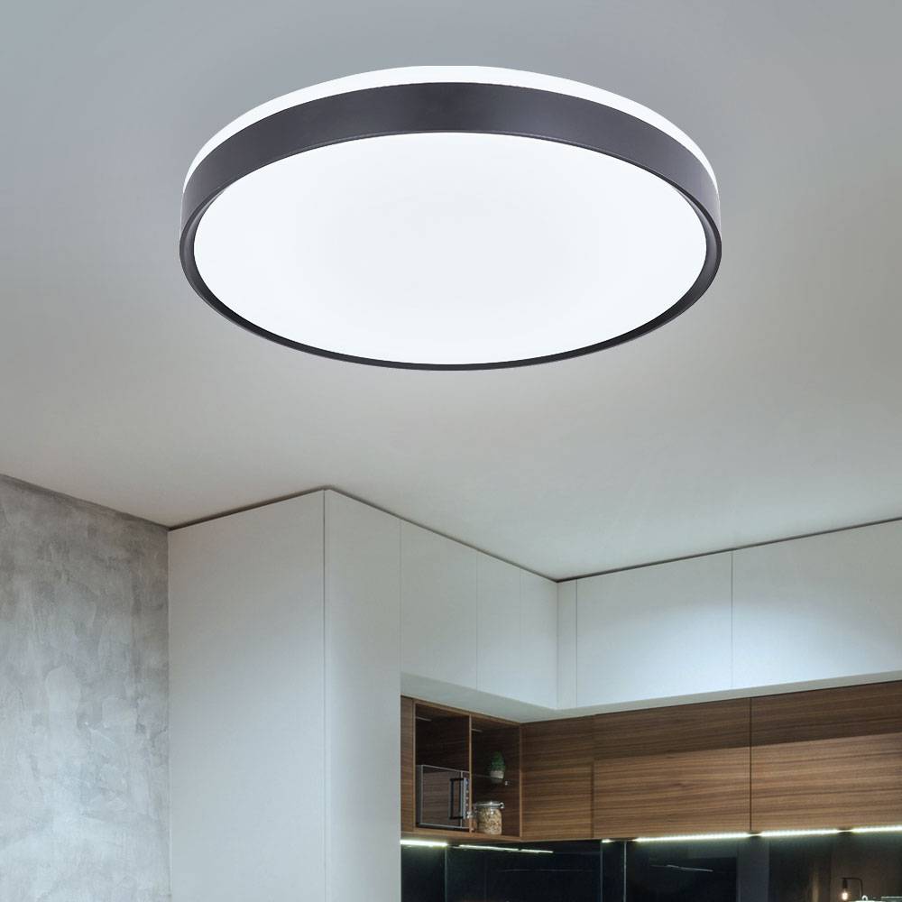 Deckenleuchte Deckenlampe Esszimmerleuchte Wohnzimmer mit Fernbedienung und Backlight CCT, Metall schwarz weiß opal, 1x LED 18 Watt 1100 Lumen